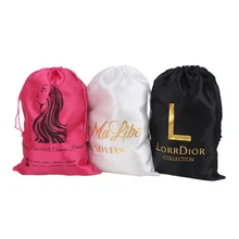 Изготовленный на заказ бренд логотип печать Роскошная натуральная кожа обувь упаковка шелковая атласная сумка наращивание волос парик Упаковка Сумки