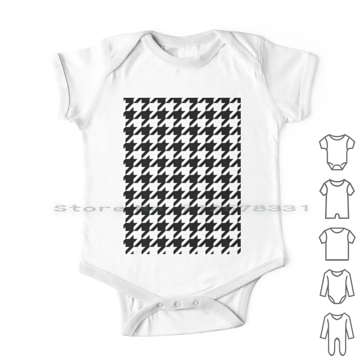 

Houndstooth Newborn Baby Clothes Rompers Cotton Jumpsuits Abstract Background Texture Vintage Trendy Retro Geometric Backdrop