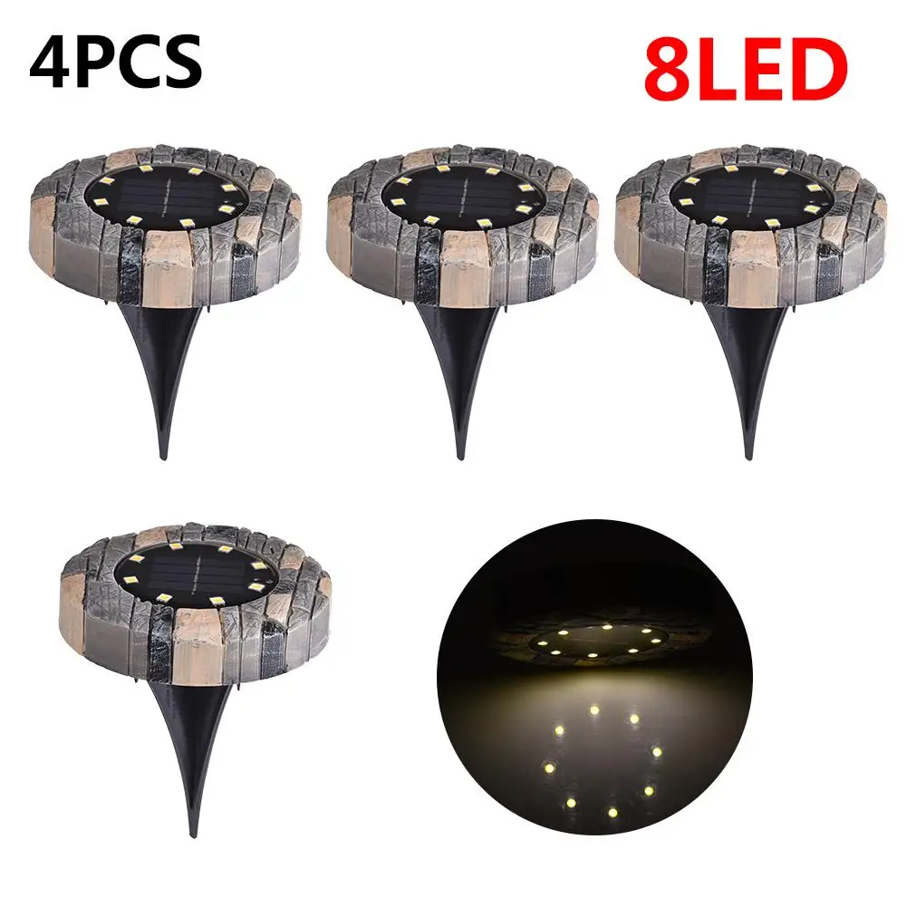 4 Pack Solar Ground Lights Simulated Stone Light 16 LED Waterproof Outdoor with Sensor for Lawn Pathway Yard Driveway | Лампы и