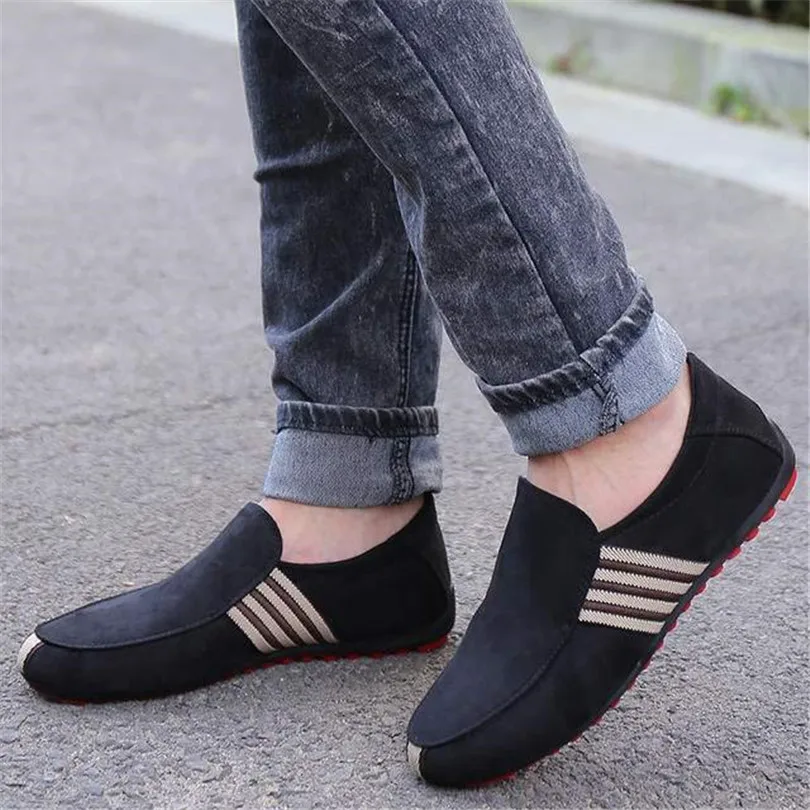 LIN KING Comfortable Men Pu Leather Casual Shoes Slip On Lazy Non Loafers Moccasins Soft Sole Fashion Man Flats | Обувь