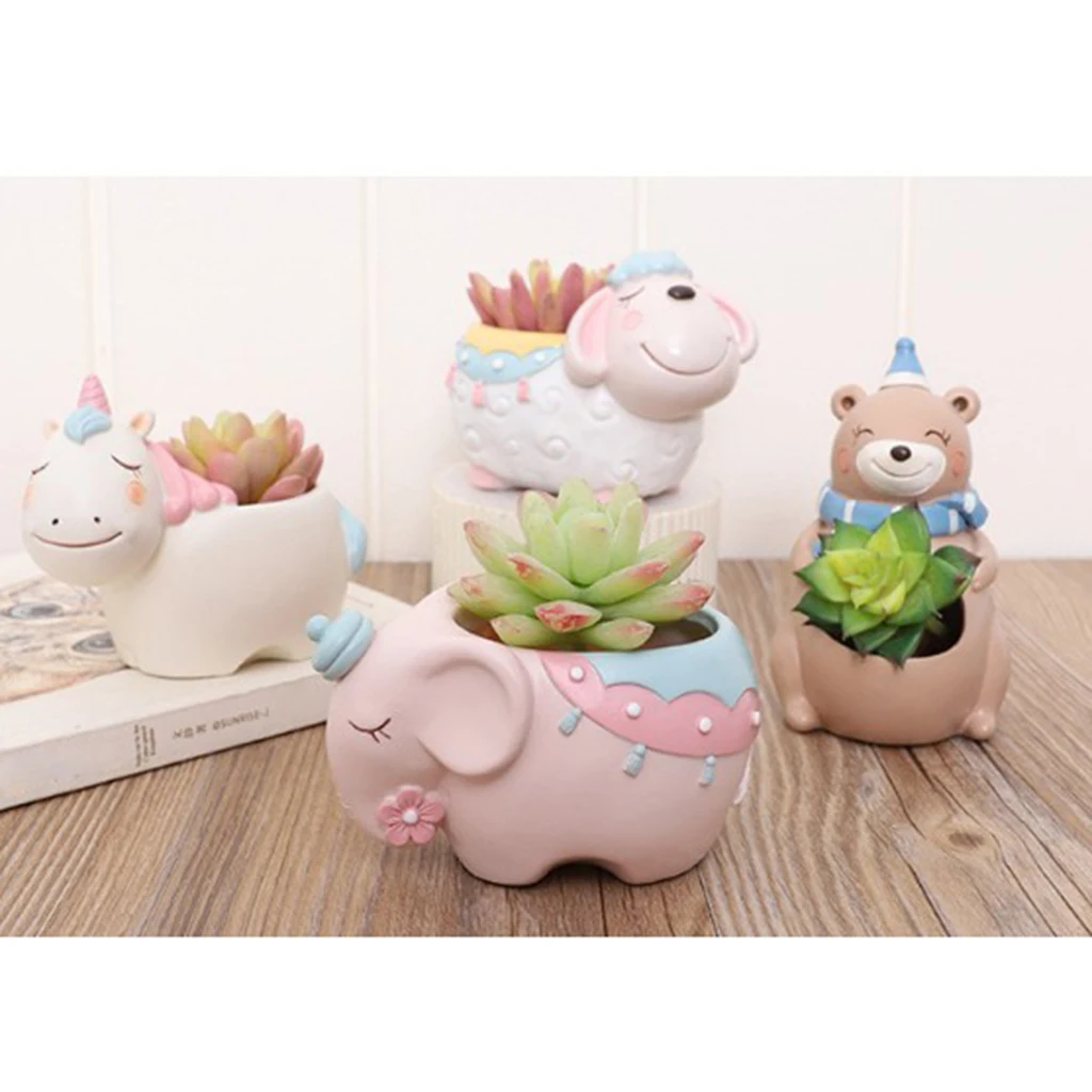 Cute Animal Flower Pot Creative Resin Garden Succulent Planter Flowerpot Plant Container Home Office Decors