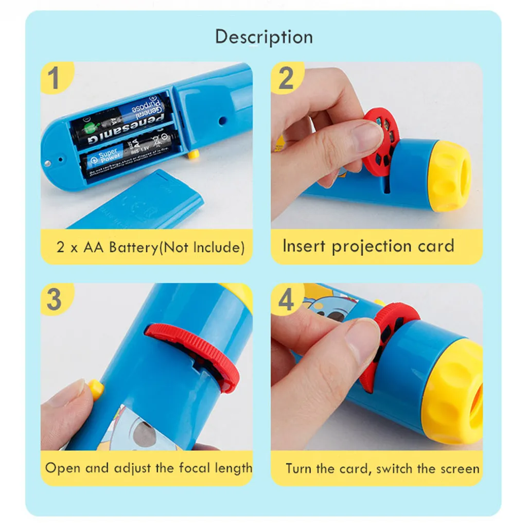 Kids Story Flashlight Slide Projector Toy Projector Slide Baby Sleeping Story Early Education Toy Child Sleep Light Lamp #YL1
