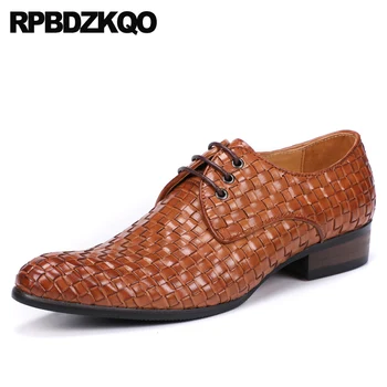 

flats men famous pointed toe lace up high quality brown woven designer casual shoes italian oxfords black luxury brand Italy