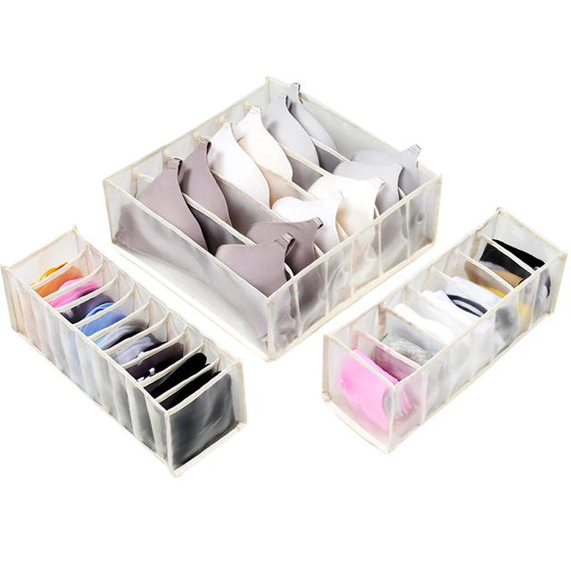 Underwear Bra Organizer Storage Box Drawer Closet Organizers Divider Boxes For Underwear Scarves Socks Bra 3pcs-sets