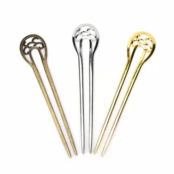 

Fashion Metal Retro Style Hair Stick U-shaped Alloy Hairpin Double Wavy Flower Hairpin Hair Accessories Styling Tools