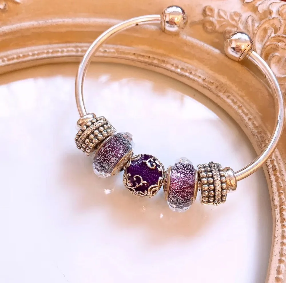 

Keris Shop High Quality 1:1 100%925 Pure Silver Beads Beads Beads Open Bracelet Free Shipping