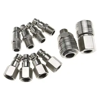 

10 PCs Euro Hose Fitting Male Female Quick Release Air Line Hose Couplings Fitting 1/4 inch BSP Connector