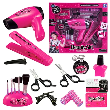 

Girls Comestics Kit Makeup Toy Children Pretend & Play Emulational Dress and Make Up Set - Pink + Black