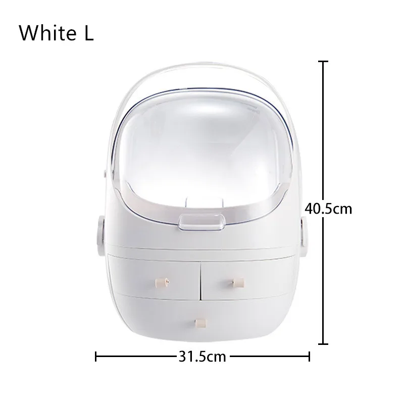 White Round L Портативный косметический ящик С Пылезащитным покрытием Мумия Хранение Косметики коробка Органайзер Ящики Пластиковые Ювелирные изделия парфюмерный контейнер водонепроницаемый - Цвет: White Round L