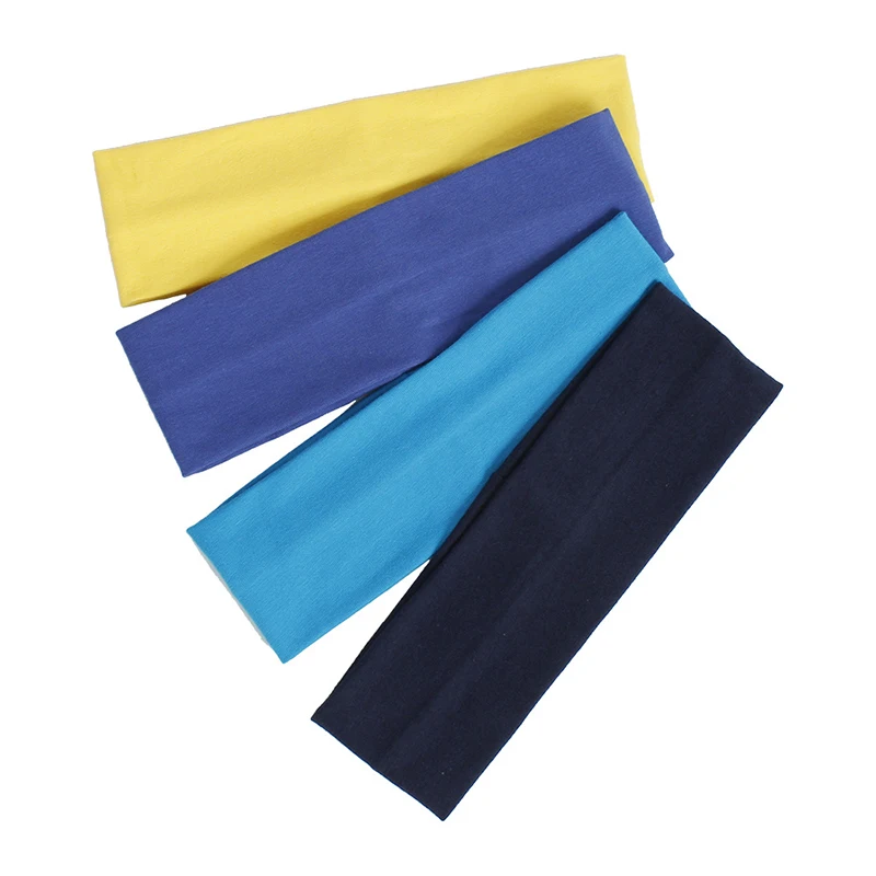 Diadema de algodón de Color sólido para mujer, ancho banda turbante deportiva para el sudor, banda elástica para el pelo para Fitness al aire libre, accesorios para el cabello para Yoga