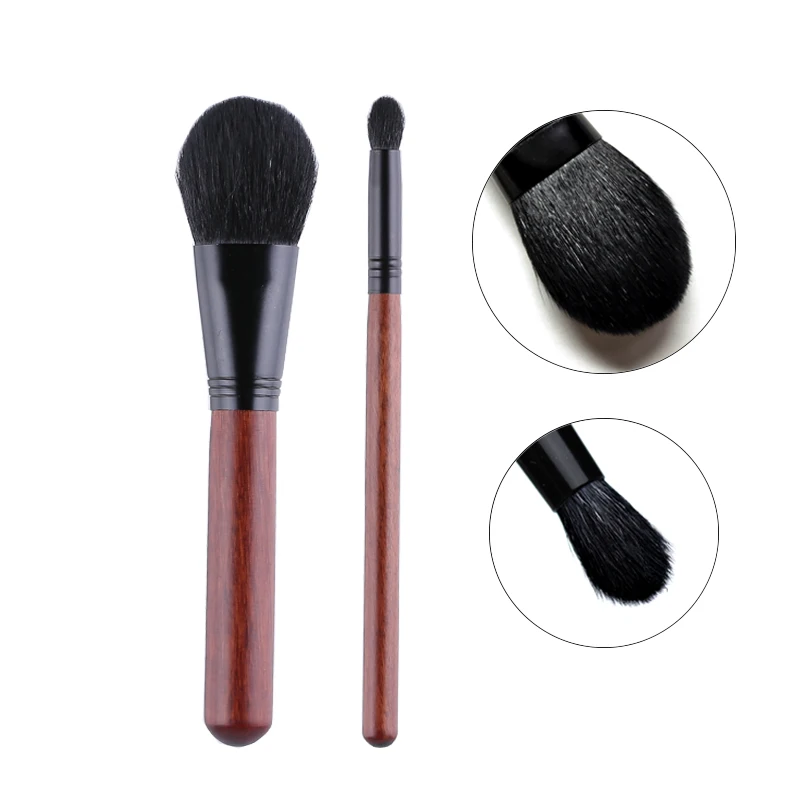 2 Pcs Natural Goat Hair Blush highlight Powder Brush Blending Eyeshadow Brushes Kit Professional Make Up Cosmetic | Красота и