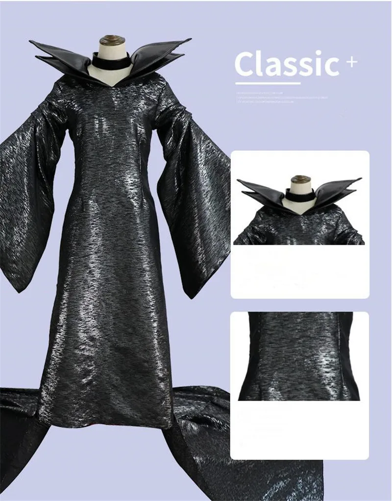 Горячая новинка на фильм «Малефисента» маскарадные костюмы злая ведьма женская одежда Вечерние черные Королева Хэллоуин формальное платье
