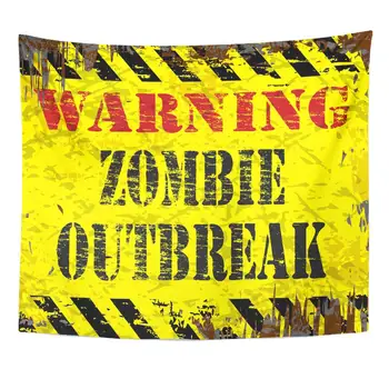 

Attention Apocalypse Warning Zombie Outbreak on Grungy Metal Sign Alert Monster Tapestry Home Decor Wall Hanging for Living Room
