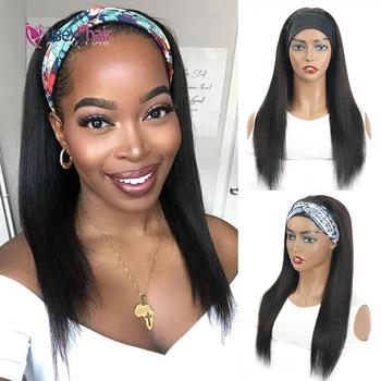 

Headband Wig 200 Density Afro Kinky Curly Human Hair Head Band Wigs Brazilian Remy Glueless Straight Wave Headband Wig For Women