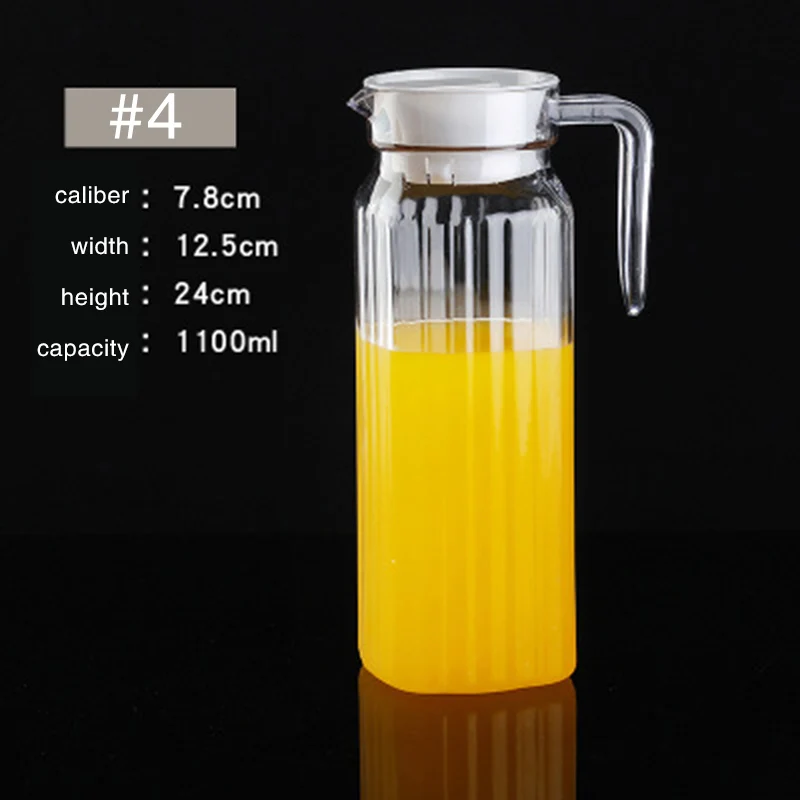 Striped pot 1100ml Pc прочный прозрачный чайник стеклянная чашка для горячей воды крепкий фруктовый сок пластиковая бутылка для воды кофейник анти-падение винный контейнер - Цвет: Striped pot 1100ml