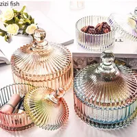 Multicolor Glass Storage Jar with Lid Decorative Candy Pot Crystal Jar Aromatherapy Can Cosmetic Containers Jewelry Organizer 2