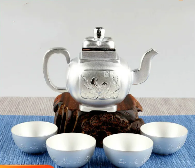 

Sterling Silver Tea Set, S999 Silver Tea Set, Plum Blossom, Silver Teapot, Chinese Kung Fu Tea