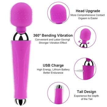 Magic Wand Vibrator for Woman Sex Products AV Vibrators USB Rechargeable Sex Toys for Woman Clitoral Vibrator Female Masturbator 6