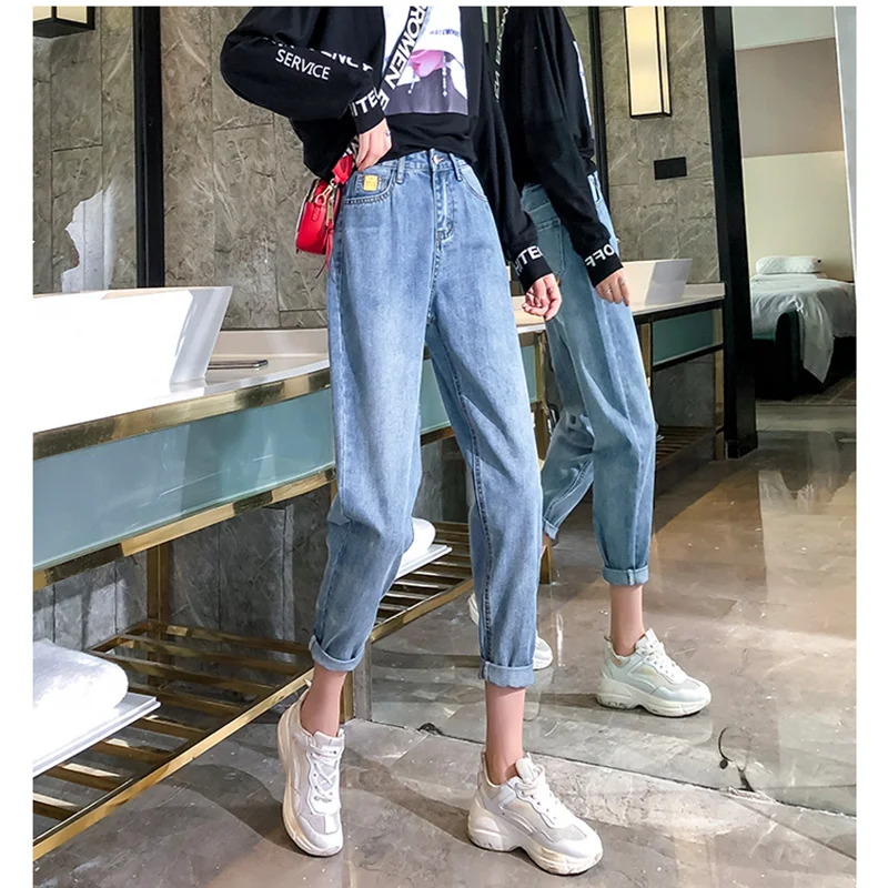 

JUJULAND jean woman mom jeans pants boyfriend jeans for women with high waist push up large size ladies jeans denim 622