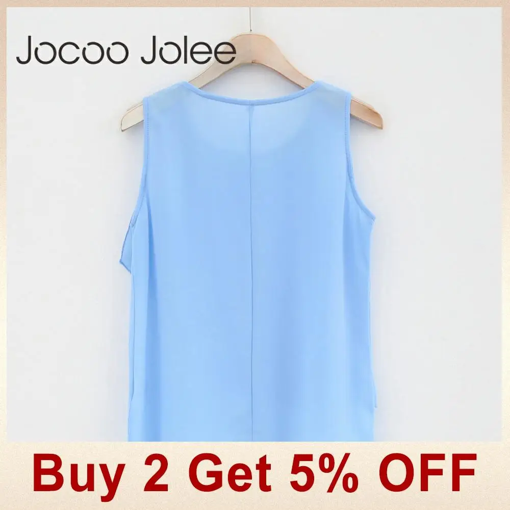 Jocoo Jolee повседневные шифоновые женские топы, одноцветные офисные женские топы с передними оборками, дизайн, Весенняя Новинка