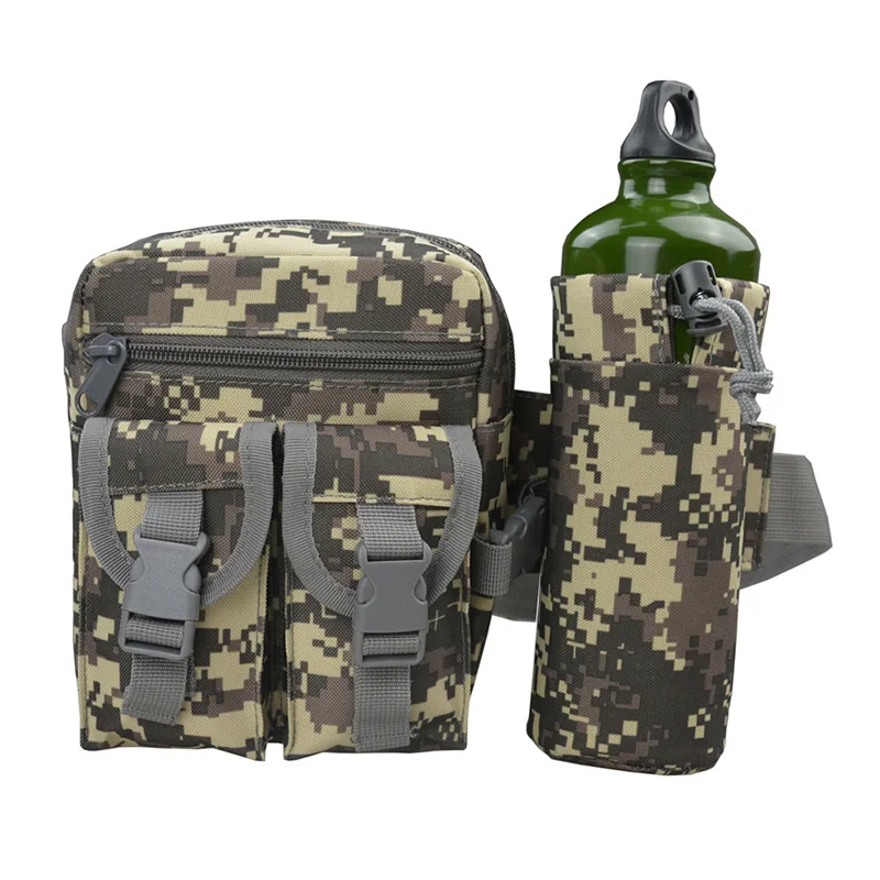 Тактическая поясная сумка с сумкой для бутылки воды Molle, военные армейские поясные сумки для активного отдыха, альпинизма, охоты, велоспорта, спорта - Цвет: ACU