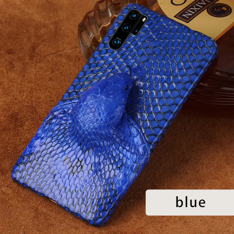 Синий Натуральная кожа snakeskins 3D чехол для телефона для huawei P30 Pro mate 20 30 P20 Pro Lite Y9 P SMART Bay для Honor 10 20 8X Pro - Цвет: Синий