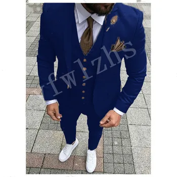 

New Arrival One Button Groomsmen Notch Lapel Groom Tuxedos Men Suits Wedding/Prom Best Man Blazer ( Jacket+Pants+Vest+Tie)