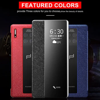 

Genuine Leather Case Luxury Leather Smart Window Mirror Flip Cover Funda RS Case for Huawei Mate 30 RS Case for Mate30 6.5inch