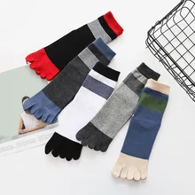 

Funny Five Finger Socks Mid-Calf Tube Socks Warm Stripe Breathable Five Toe Thicken Toe Socks Leisure Men skateboard Long Socks