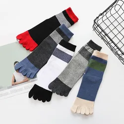Funny Five Finger Socks Mid-Calf Tube Socks Warm Stripe Breathable Five Toe Thicken Toe Socks Leisure Men skateboard Long Socks