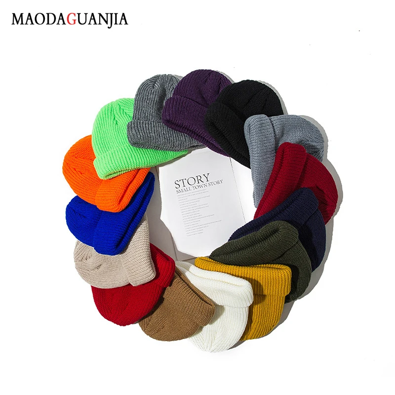 

Hats Street Beanies Knittid Cap Leosoxs Retro Outdoor Winter Solid Color Men Couple Spring, Autumn,