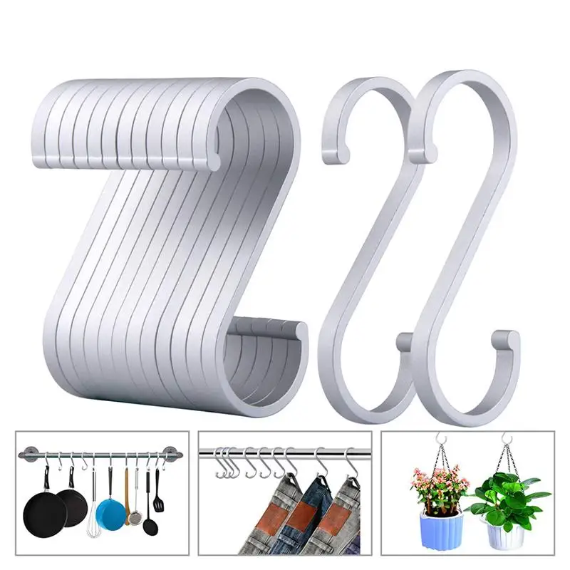 

12pcs Space Aluminum Household Hooks Set For Hanging S Shape Hanger Practical Storage Holder For Kitchen Cabinet Office Home