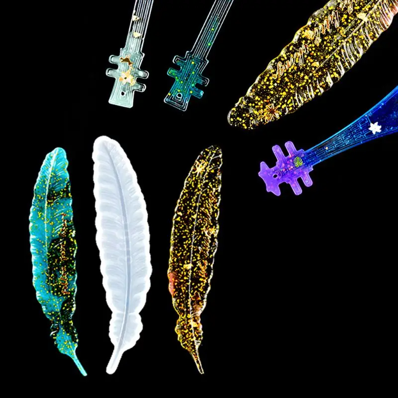 Feather Bookmark Silicone Resin Mold DIY Jewelry Pendant Making Casting Mould Feather Bookmark Silicone Resin Mold DIY Jewelry Pendant Making Casting Mould