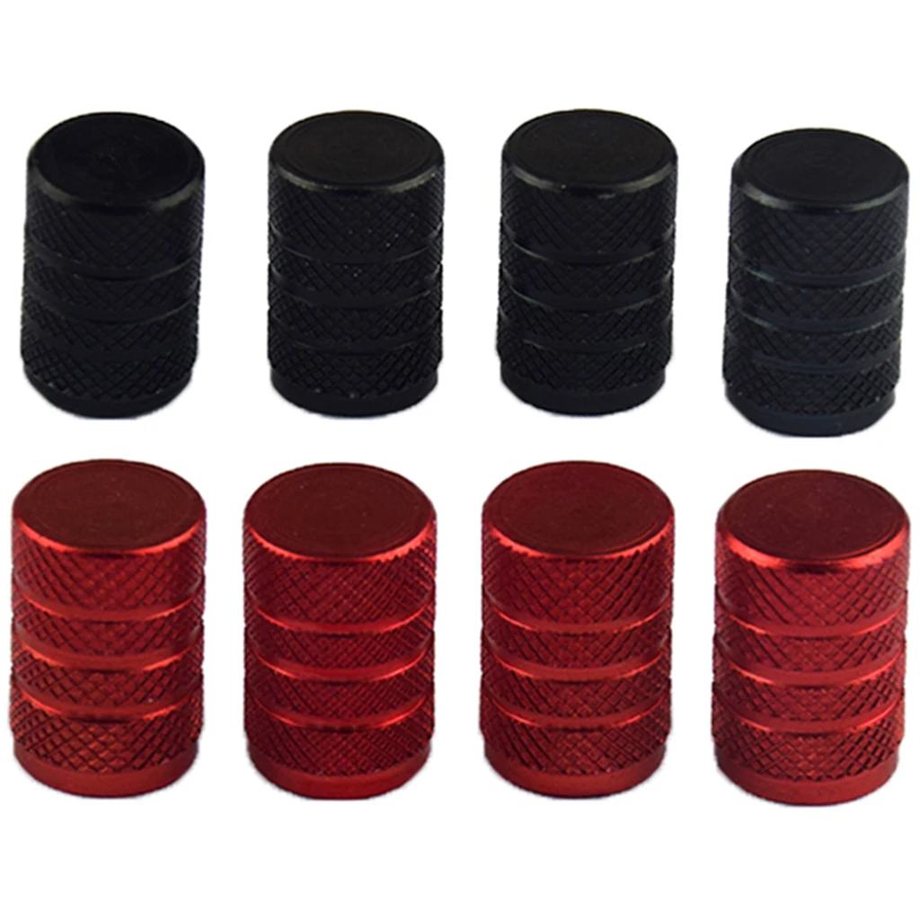 8 Pack Car Bike Wheel Tire Valve Stem -in Dust Cap Aluminum Black+Red