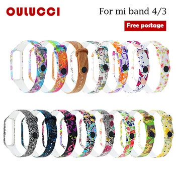 

Oulucci printing silicone for Xiaomi Mi Band 3 4 Sport Strap Replacement strap waterproof man and women for mi band 3/4 strap