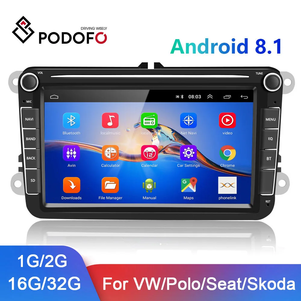 Автомагнитола Podofo 2 din Android + 32 ГБ GPS мультимедийный плеер для