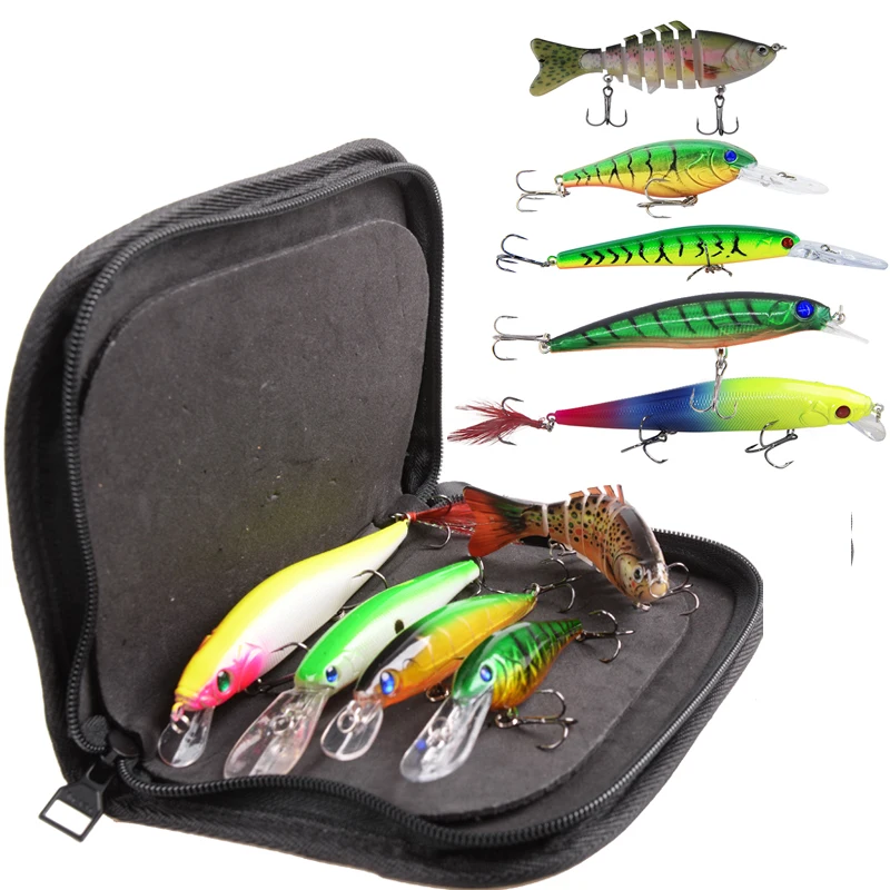 

5Pcs/Bag 10g-22g Hard Fishing lure kit multi jointed fish hard Minnow Swim bait Bass Crankbait 3d eyes for Pike Sea fishing