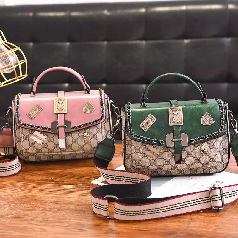 

4-New Style Webbing WOMEN'S Bag Europe And America Fashion Printed Shoulder Bag Versatile Shoulder Square Sling Bag