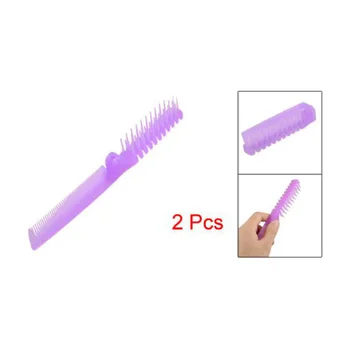 

2Pcs Lady Purple Fishbone Shaped 2 Way Folding Hair Brush Pocket Straight Comb