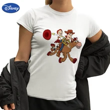 

Disney Toy Story Women Clothes Woody Printed T Shirts Creative Art England Style Design Summer Tops Popular Coo O-Neck T-Shirt