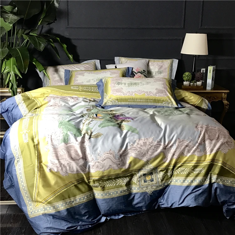 Европейский ретро высокого класса люкс 100S цифровой печати 4-Комплект постельного белья хлопок двухжильный остров хлопок 1,5 m 1,8 m 2m