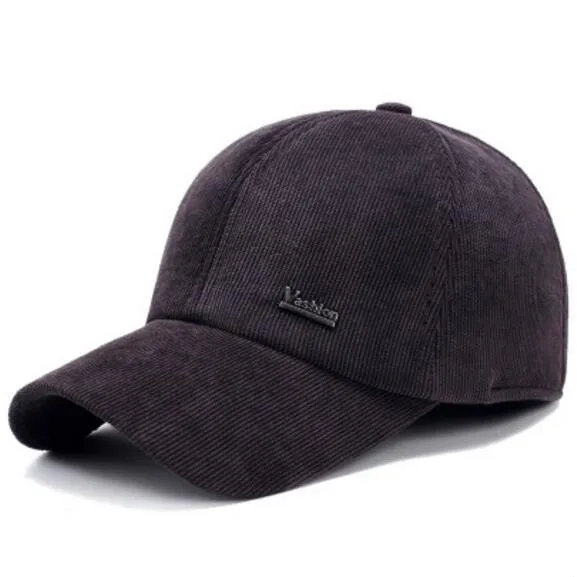SHALUOTAOTAO, мужская шапка, зимняя, утолщенная, термальная, Вельветовая, бейсболка, s, регулируемый размер головы, простая, защита ушей, модная шапка для папы - Color: Coffee
