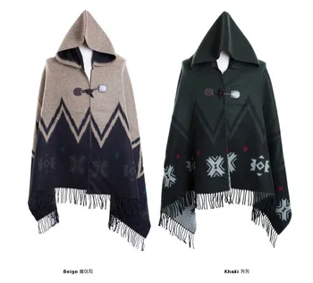 

Patchwork Color Block with A Hood Cloak Men's Clothing Stitching Contrast / Hooded Cloak Men's Shawl Wild Cloak Men Trench Coat
