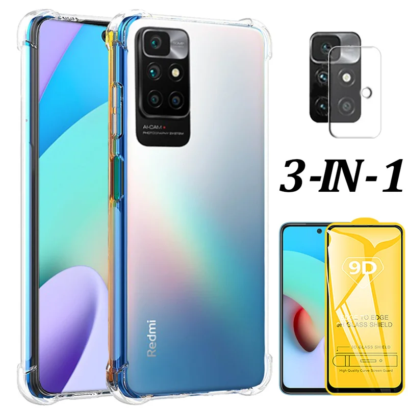 Redmi 10 Silicone Cases For Redmi-10 Phone Case Glass Xiaomi S Note10 Pro Shockproof Cover Redmi10 Transparent | Мобильные телефоны