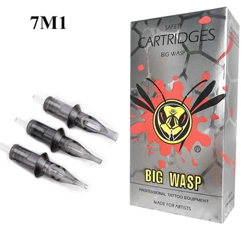 

BIGWASP Evolved Gray Disposable Sterilized Safety 7M1 Tattoo Cartridges Needle (7 Single Stack Magnum) 20pcs/box