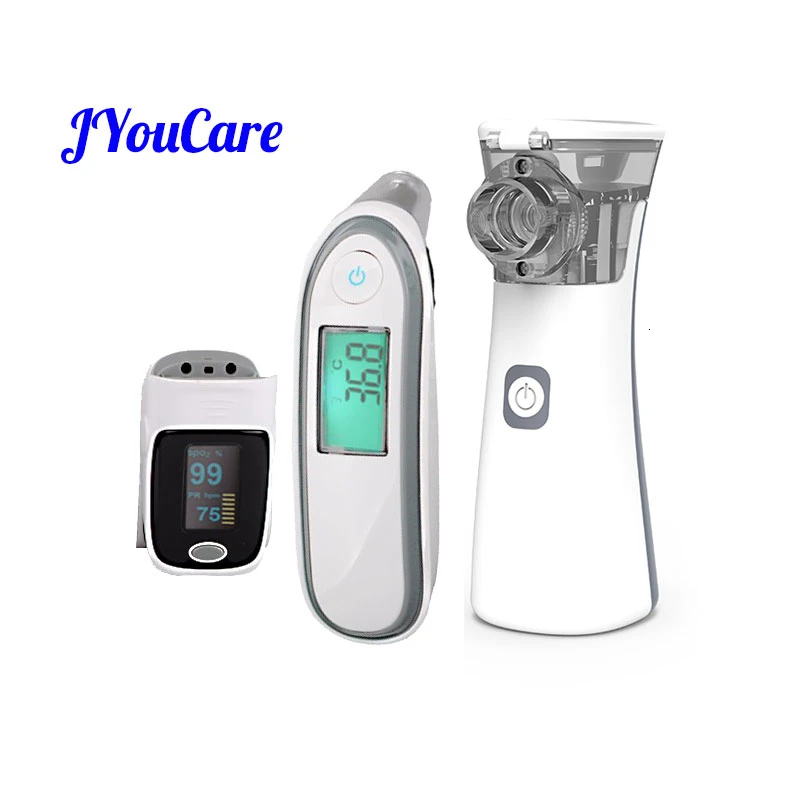 

Fingertip Pulse Spo2 PR Oximeter Body Medical Ear forhead Infrared Thermometer Handheld Asthma Inhaler Nebulizer Travel Package