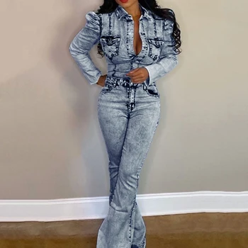 

Casual Jumpsuit Denim Jeans Women Full Sleeve Bodycon 2020 Spring Sexy Club Night Romper Playsuit Overall Outfit Mujer
