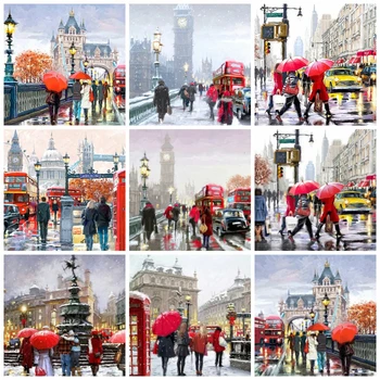 

HUACAN Full Square Drill 5D Diamond Painting London Street DIY Diamond Embroidery Landscape Cross Stitch Home Decor