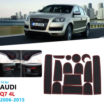

For Audi Q7 4L 2006~2015 S line Logo Anti-Slip Rubber Gate Slot Cup Mat 2007 2008 2009 2010 2011 2012 2013 2014 Car Accessories