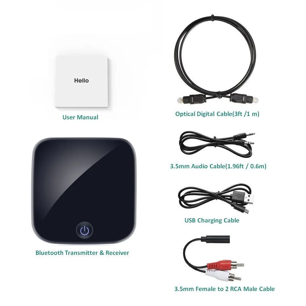 Bluetooth передатчик 2 в 1 Bluetooth 4,1 передатчик и приемник Aptx цифровой оптический Toslink выход 3,5 мм AUX черный